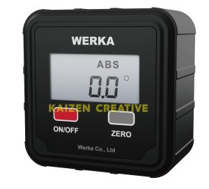 Hộp đo góc nghiêng điện tử Werka 6103-02 hợp kim nhôm 60x60mm dải đo 4x90 độ đế từ tính nam châm màn hình đảo chiều số